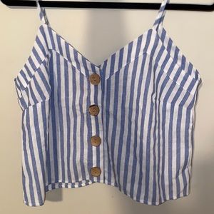 Blue and white striped tank top